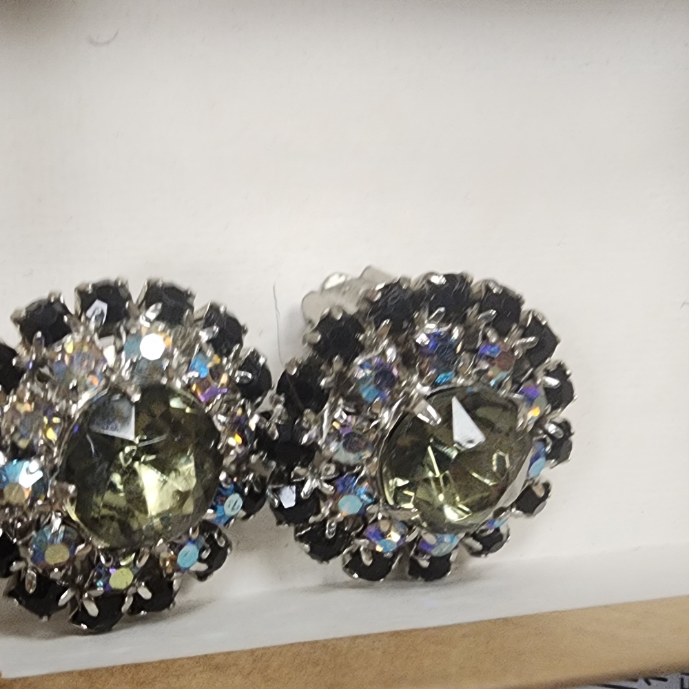 Elegant Silver and Black Crystal Earrings